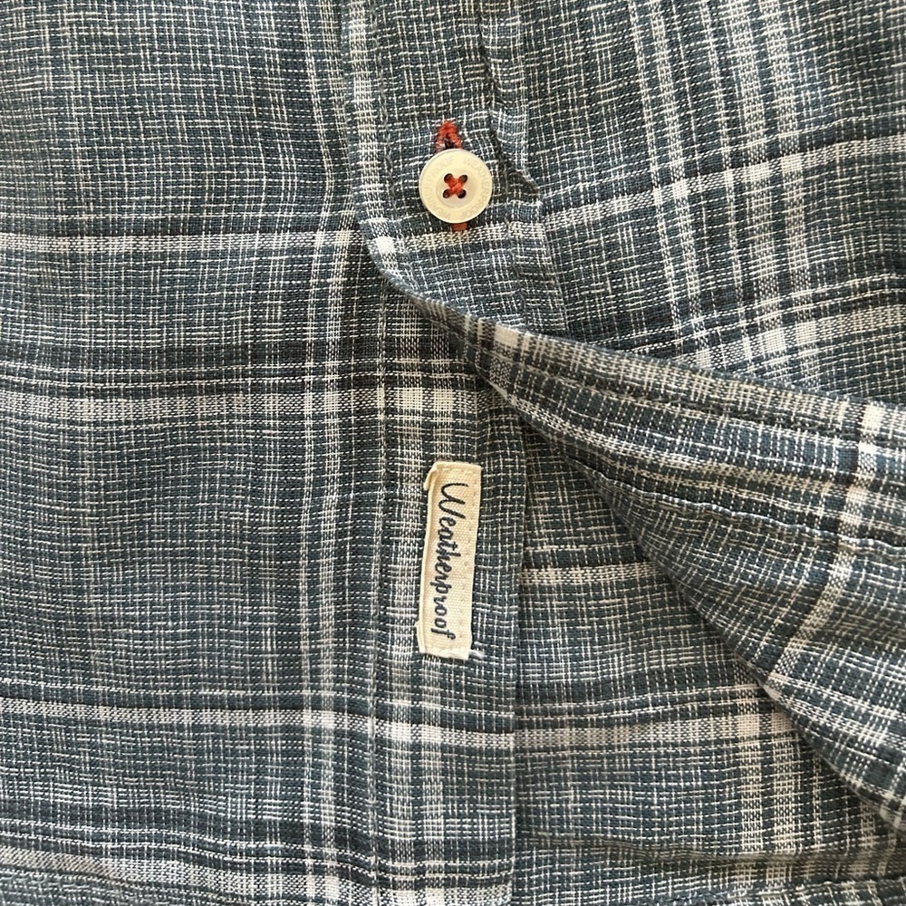 Weatherproof Vintage Washable Linen Plaid Button Down Shirts Mens size XL Blue - Picture 4 of 6